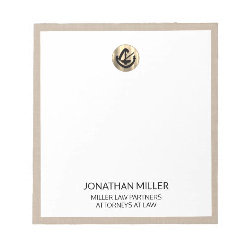 Beige Linen Notepad with Gold Logo