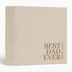 Beige Linen Personalized Best Dad Ever Album 3 Ring Binder