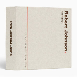 Beige Linen Print Architect Presentation 3 Ring Binder