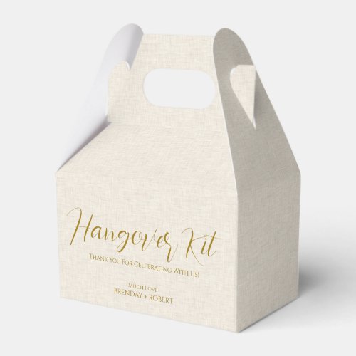 Beige linen Simple Script Hangover Recovery Kit Favor Boxes