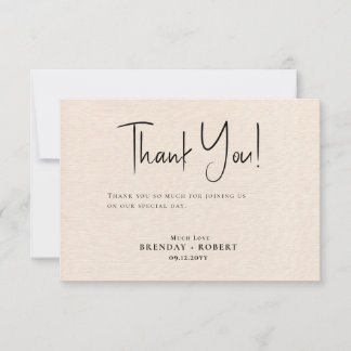 Beige linen Simple Script Welcome Thank You Card
