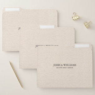 Beige linen texture Black Typography File Folder
