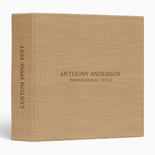Beige Linen Texture brown Typography 3 Ring Binder