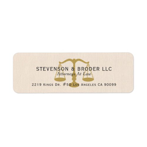 Beige Linen Texture  Gold Justice Scale Label