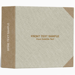 Beige linen texture image brown accents 3 ring binder