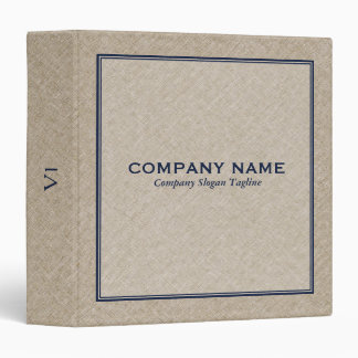 Beige Linen Texture Navy Blue Simple Frame Binder