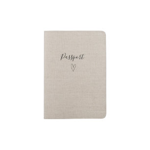 Beige Linen Texture  Passport Holder