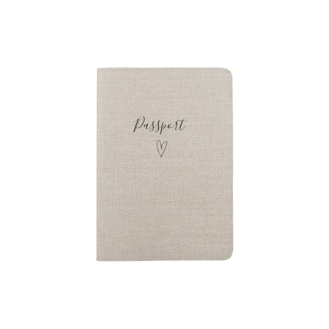Beige Linen Texture  Passport Holder (Front)