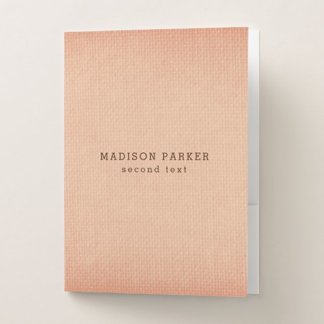 Beige Linen Texture Pocket Folder (Front)