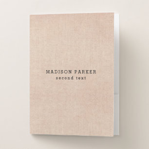 Beige Linen Texture Pocket Folder