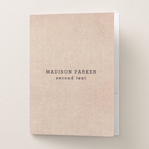 Beige Linen Texture Pocket Folder