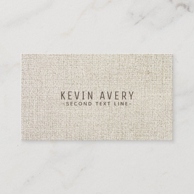 Beige Linen Texture Professional Organic look Business Card (Front)