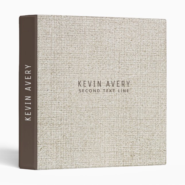 Beige Linen Texture Professional Personalized 3 Ring Binder (Front/Spine)