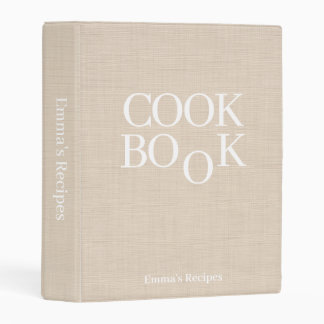 Beige Linen Texture Recipe Cook Book Mini Binder