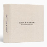 Beige linen texture simple black typography 3 ring binder