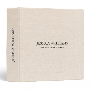 Beige linen texture simple black typography 3 ring binder