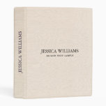 Beige linen texture simple black typography mini binder