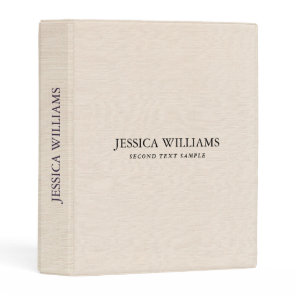 Beige linen texture simple black typography mini binder