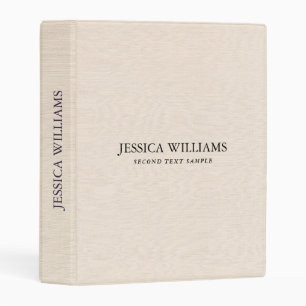 Beige linen texture simple black typography mini binder