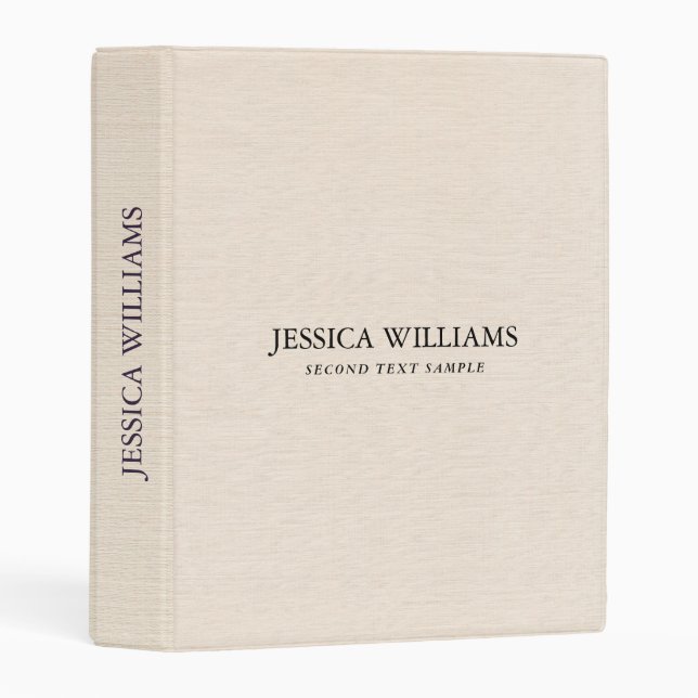 Beige linen texture simple black typography mini binder (Front/Spine)
