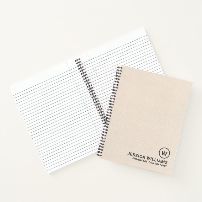 Beige linen texture simple black typography notebook (Inside)