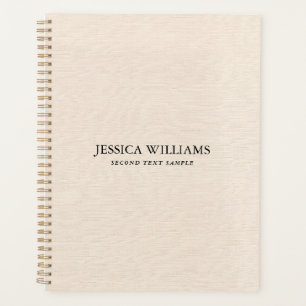 Beige linen texture simple black typography planner