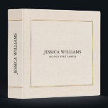 Beige linen texture simple gold frame 3 ring binder<br><div class="desc">Light beige tone linen texture image with simple gold and transparent white,  minimalistic design with a black typography.</div>