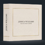 Beige linen texture simple gold frame 3 ring binder<br><div class="desc">Light beige tone linen texture image with simple gold and transparent white,  minimalistic design with a black typography.</div>