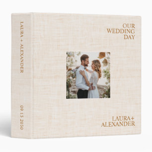 Beige Linen Wedding Photo Album Personalized Photo 3 Ring Binder