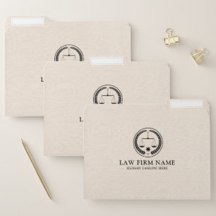 Beige Linen With Black Law Logo and Typography File Folder