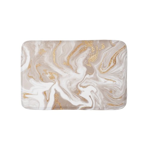 Beige liquid marble gold line art bath mat