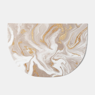 Beige liquid marble, gold line art. doormat
