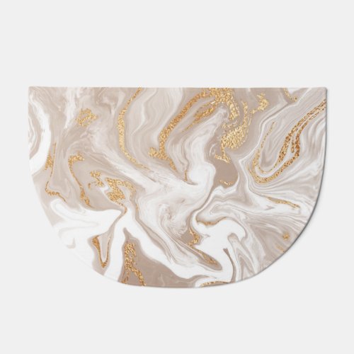 Beige liquid marble gold line art doormat