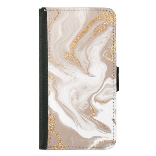 Beige liquid marble gold line art samsung galaxy s5 wallet case