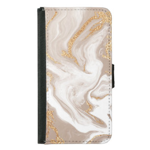 Beige liquid marble, gold line art. samsung galaxy s5 wallet case