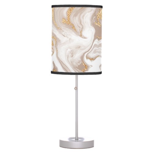 Beige liquid marble gold line art table lamp