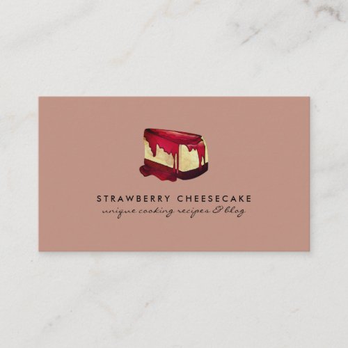Beige Little Cheesecake Strawberry Pastry Dessert Business Card