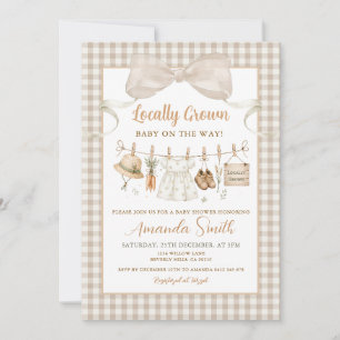 Beige Locally Grown Baby Girl Shower Invitation