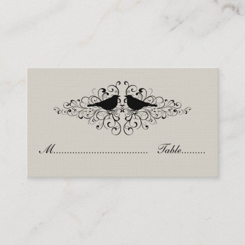 Beige Love Bird Swirls Place Card Business Card Templates