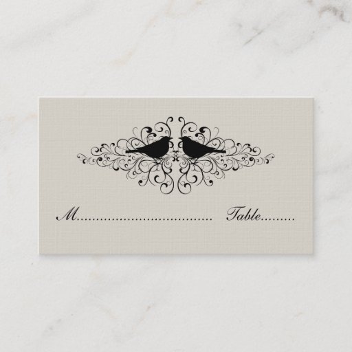 Customizable Beige Love Bird Swirls Place Card Business Card Templates