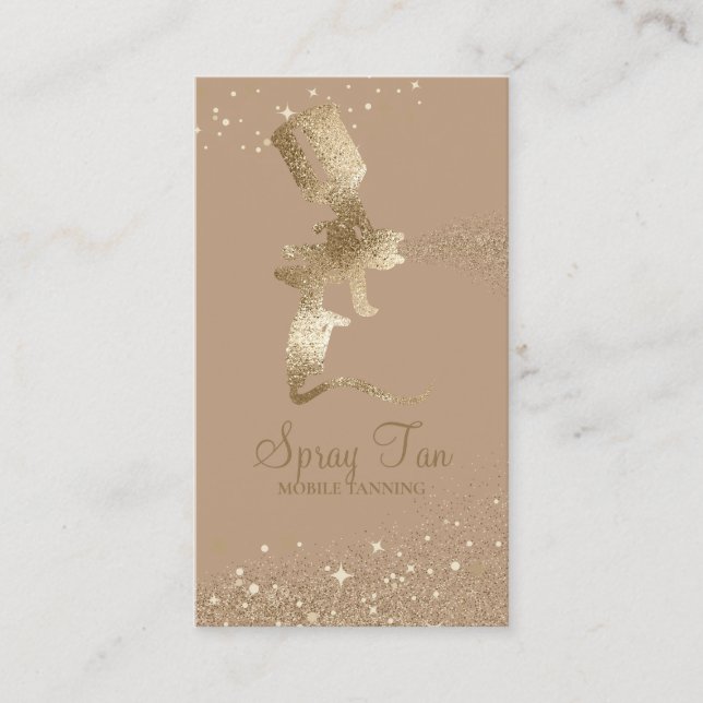 Beige Lux Tanning Spray Sparkle Gold Business Card (Front)