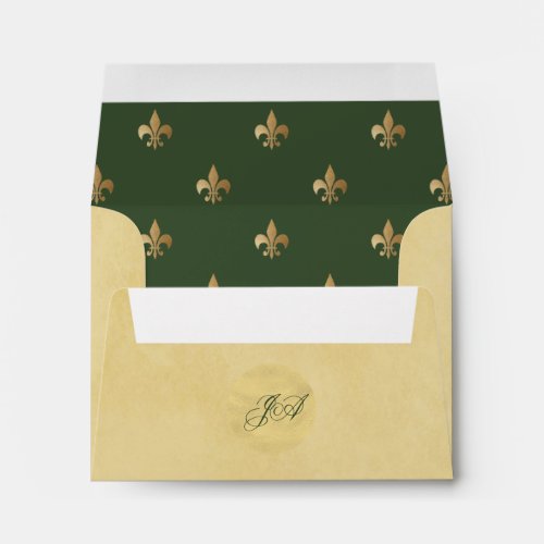 Beige luxury gold green French style fleur de lis Envelope