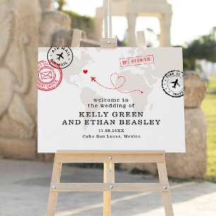Beige Map Destination Wedding Sign