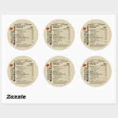 Beige Maple Syrup Nutrition Facts with Maple Leaf Classic Round Sticker