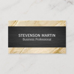 Beige Marble Black Texture Business Card