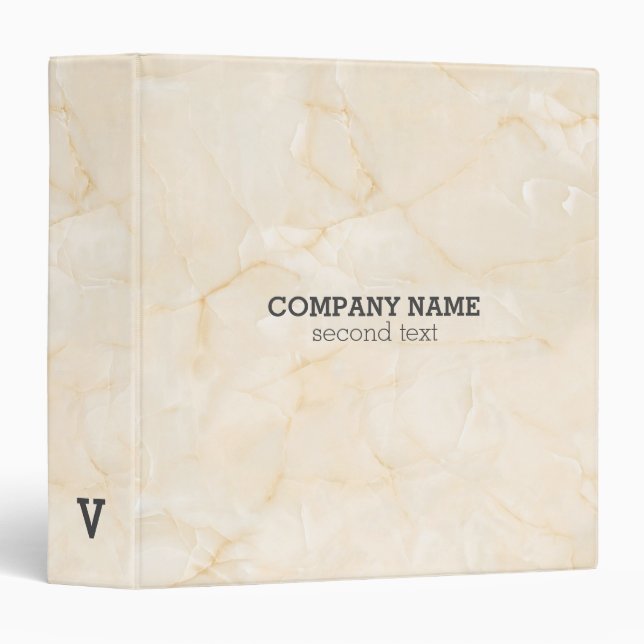 Beige Marble Stone 3 Ring Binder (Front/Spine)