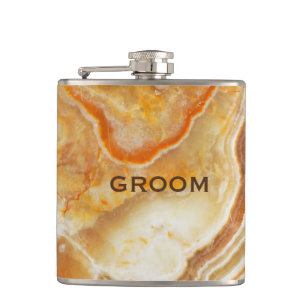 Beige Marble Stone Print Flask