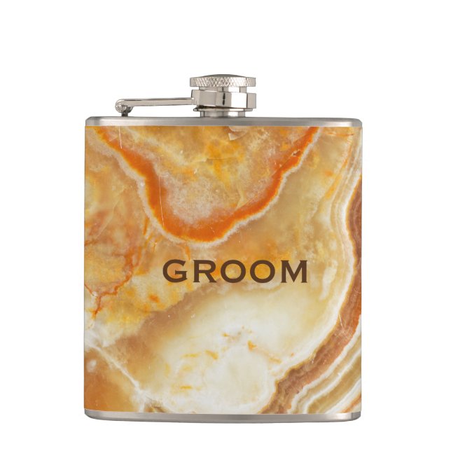 Beige Marble Stone Print Flask (Front)