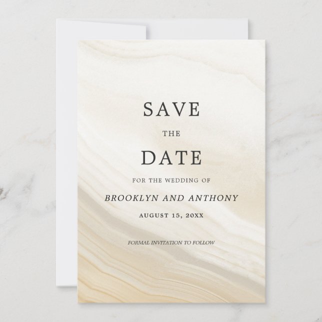 Beige Marble Stone  Save The Date (Front)