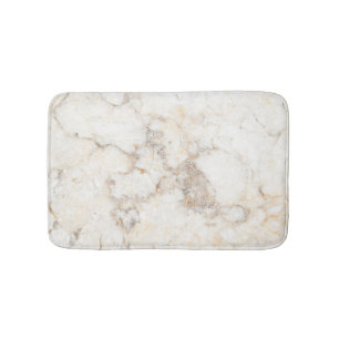 Beige Marble Stone With White Bath Mat
